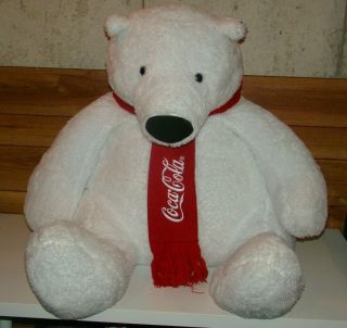 Huge Coca Cola 30 " Inch Polar Bear Large Plush Coke Rare Htf 2017