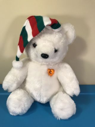 12 " Vintage 1986 Uic Musical Christmas White Teddy Bear Plush Toy - See Video
