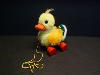 Vintage Steiff Duck Pull Toy With Tags And Button Wing,