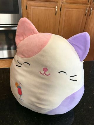Squishmallow Kellytoy Charlotte Pink Purple Cat 16” Summer Fun Soft Plush Pillow