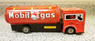 Vintage Plaything Japan Tin Friction Mobil Gas Tanker Truck Vhtf Model 9 Inch