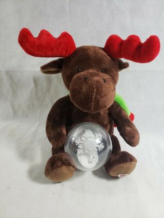Sound N Light Plush Moose Animatronics Christmas Sings Spinning Globe