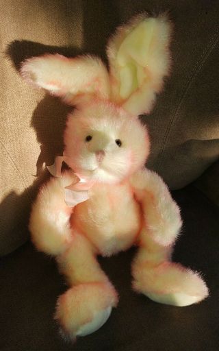 Russ Berrie Easter Bunny Rabbit Glitters Pink " Ruffles " Plush 18 " Poseable Ears