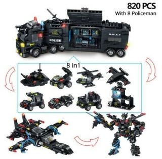 Truck Machine Building Blocks 820pcs Swat Police Station Educational Toys 8 In 1