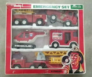 Buddy L Brute Emergency Set Vintage Toy Vehicles Fire Rescue Diecast