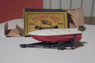 Matchbox - Lesney - 48 - Speed Boat And Trailer - Boxed - Gpw