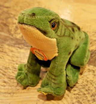 Steiff 2370/10 Froggy The Frog Sitting 5” Long W/ Name Tag Ca 1960s