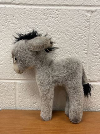 Vintage Steiff 9” Donkey “grissy” With Tag - Adorable