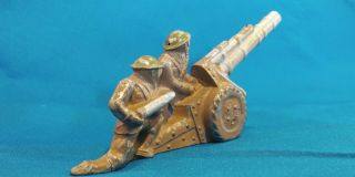 VINTAGE MANOIL BARCLAY MILITARY GASMASK LEAD TOY SOLDIERS ARTILLERY CANNON 2