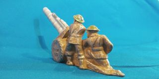 VINTAGE MANOIL BARCLAY MILITARY GASMASK LEAD TOY SOLDIERS ARTILLERY CANNON 3