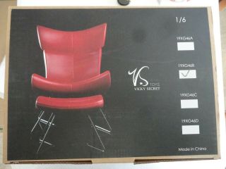 1/6 Vicky Secret Toys Chair & Ottoman In Red - Action Figure Size