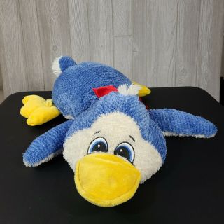 Dandee Collectors Choice Plush Duck Blue Yellow Stuffed Animal Red Bow 28”