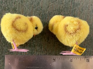 2 Vintage Steiff Germany Mohair Baby Chickens Chicks Stuffed Animal Toys 2”
