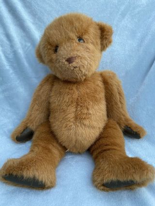 Vtg German Teddy Bear 13” Brown Mohair Center Seam Jointed Leather Paws Steiff?