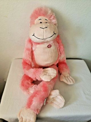 Toys R Us Monkey Large Plush Stuffed Animal Tie Dye Pink Tan Hanging Sound