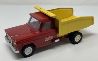 Vintage 1960’s Tonka Jeep Dump Truck Pressed Metal Red And Yellow - Very