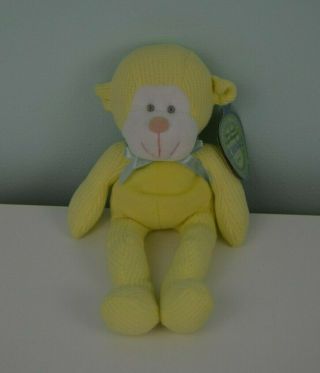 Arominals Marcel Monkey Plush Stuffed Animal Toy Yellow White Blue Bow Thermal