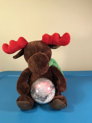 Sound N Light Plush Moose Animatronics Christmas Sings Spinning Globe See Video