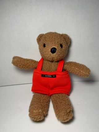 9 " Vintage 1986 Kinder Gund Teddy Gear Bear Rattle Red Stuffed Animal Plush Toy