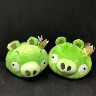 Angry Birds King Pig Plush 9 " Set Of 2 Green Stuffed Animal Sound Not