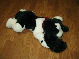 Vtg Russ Berrie Huntly 22 " Plush Dog Toy Stuffed Animal Black White Spots Puppy