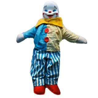 Gund J Swedlin Clown Doll Plush 18” Vintage Rubber Face Stuffed Animal Toy
