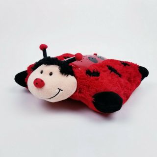 Pillow Pets Dream Lites Ms.  Lady Bug Plush Red Black 11 " Long Lights Up 2012