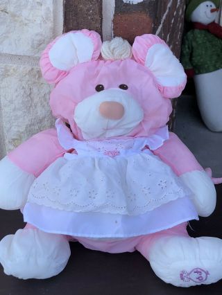 Vintage 1987 Fisher Price Puffalump Pink Mouse Pinafore Large 15 " 80’s