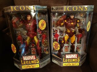 Marvel Legends Icons Iron Man Red Gold Variant And Red Yellow Suit Toy Biz 2006