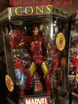 Marvel Legends Icons Iron Man red gold variant and red yellow suit Toy Biz 2006 3