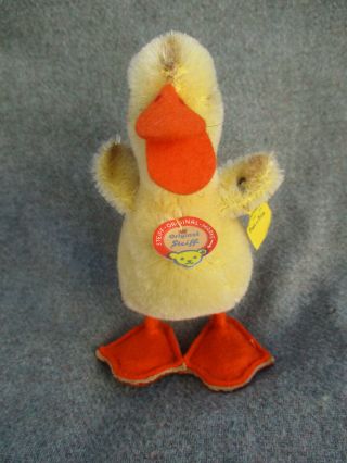 Vintage 1960s - 1970s Steiff Plush Baby Duck Duckling W Tag & Button 32507/10