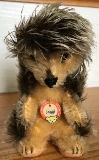 Vintage Steiff Joggi Hedgehog Mohair German Stuffed Animal Tag