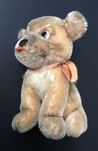 Vintage Steiff Mopsy Puppy Dog Mohair - Swivel Head - Tongue Out Ear Button Missing