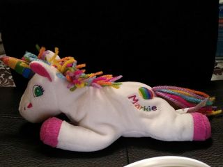 Lisa Frank Unicorn Markie Beanie Plush Horse 1990s White Rainbow