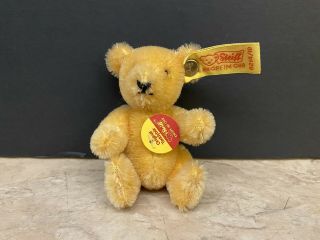 Vintage Steiff Mini 4 " Teddy Bear Gold Mohair Stuffed Animal 0214/10