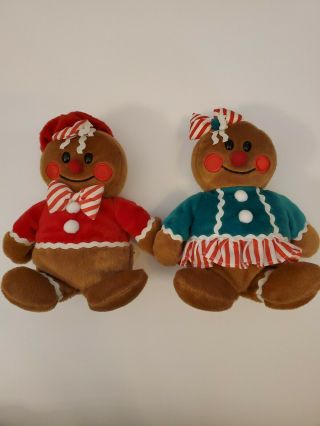 Commonwealth Gingerbread Boy And Girl Plush 8 " 1994 Stuffed Animal Vintage
