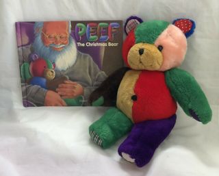 Peef The Christmas Bear Plush Vintage 1996 Squeeker 15 " Stuffed Animal And Book