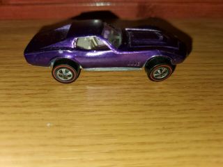 Hot Wheels Redline 1968 Purple Custom Corvette With White Interior.