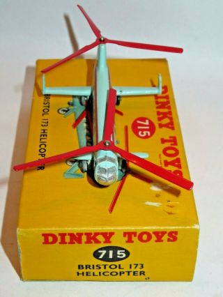 DINKY 715 BRISTOL 173 HELICOPTER,  NEAR MODEL,  PACKING PIECE & GREAT BOX. 2