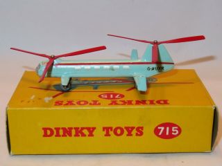 DINKY 715 BRISTOL 173 HELICOPTER,  NEAR MODEL,  PACKING PIECE & GREAT BOX. 3