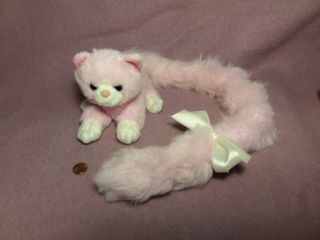7 " With 25 " Tail Aurora Happy Tails Pink Kitty Cat Plush Stuffed