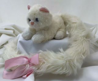 Happy Tails Kitty Cat Pink Bow Long Tail Kitten Aurora World Plush 32 " Lovey
