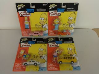 Johnny Lightning Complete 4 Car Set " The Simpsons " Homer,  Marge,  Police,  Bus Mip