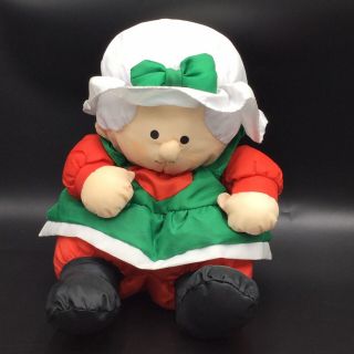 Stuffins Mrs Claus Nylon Plush Stuffed Christmas Toy 10 " Holiday Red Green White