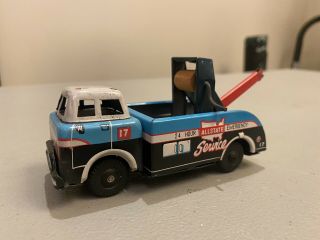 Vintage Tin Friction Linemar Marx 24 Hour Service Allstate Tow Truck Wrecker Toy
