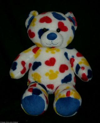 15 " Build A Bear Logo Red Heart Yellow Paw Blue Stuffed Animal Plush Toy Babw
