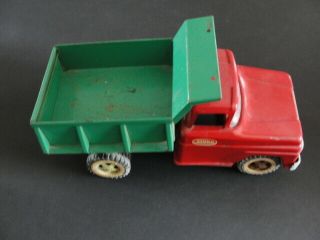 Vintage Tonka Red And Green Dump Truck With White Wall Tires