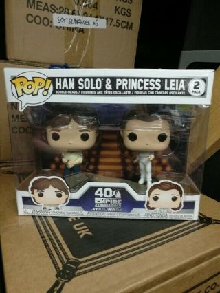 Star Wars Han Solo And Princess Leia Funko Pop Vinyl 2pack Box Damage