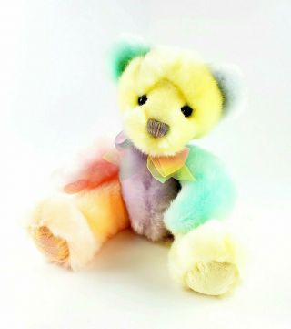 First And Main Sorbet Pastel Teddy Bear Plush Rainbow Lace 1624 Easter