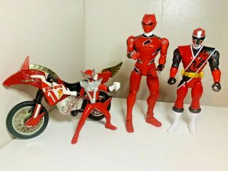 Power Rangers Red Spd Ninja Steel Jungle Fury Action Figure Bike Toy Bundle